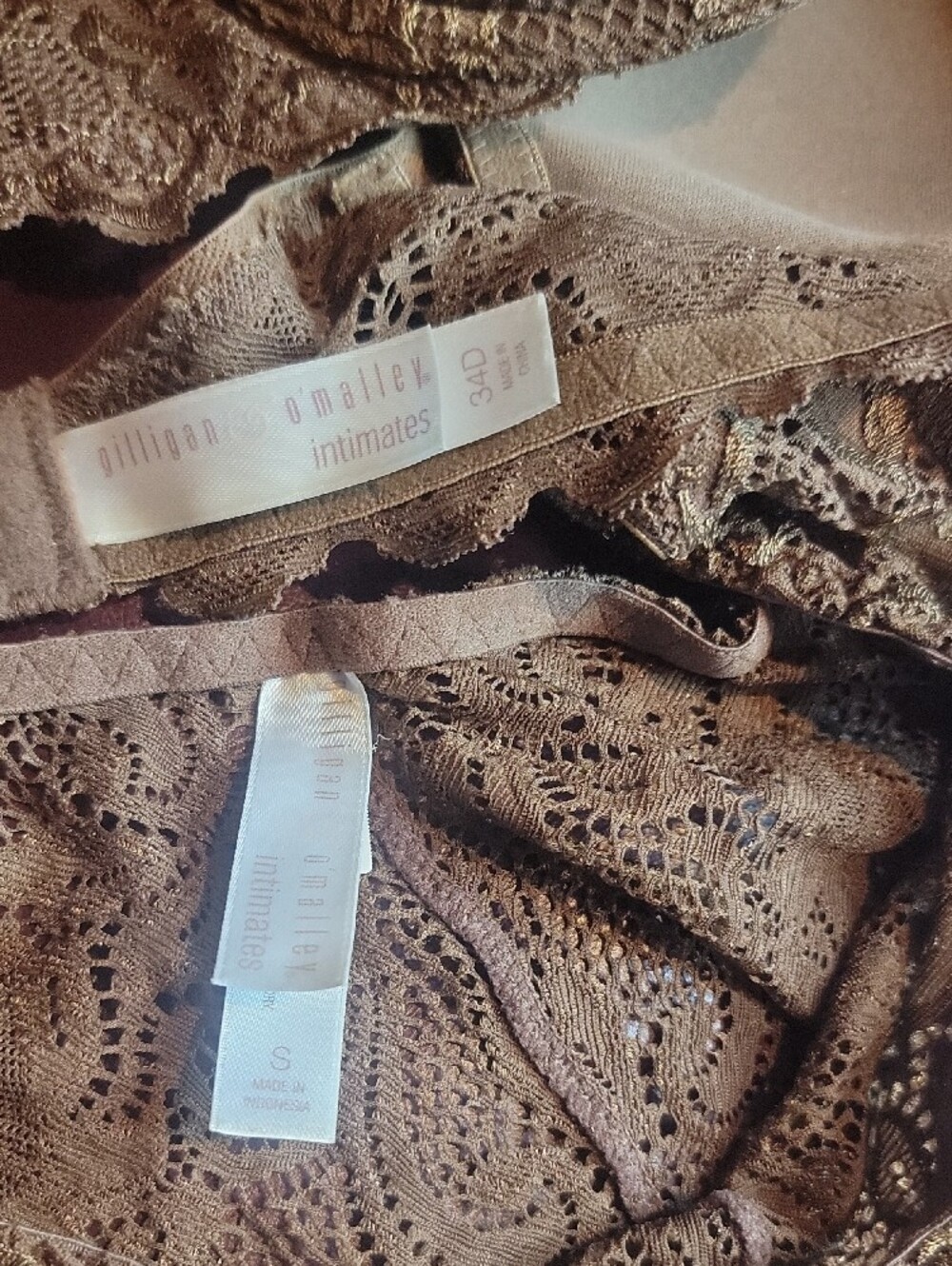 Gilligan & O'Malley Brown Lace Push-Up Bra and Lace Bikini Set - Picture 2 of 7